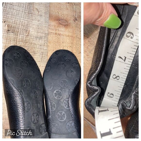 Tory Burch Reva Pebbled Black Leather Ballet Flats - Picture 9 of 11